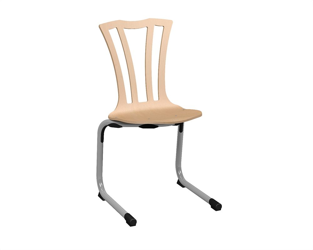 Chaise GALLA coque C26 Svelte bois Blueprotech® piètement aluminium époxy - T6