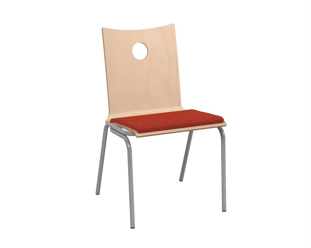 Chaise B100 coque bois incolore placet d'assise tissu Trévira CS piètement époxy - T6