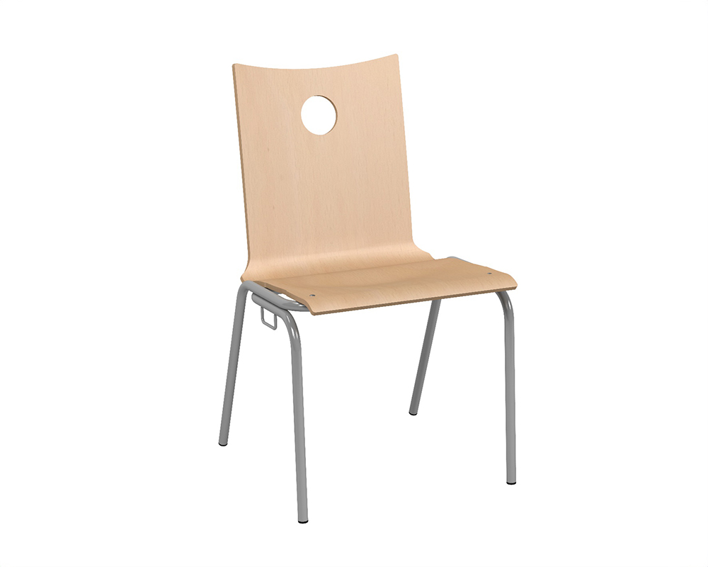 [MO-B103L] Chaise B100 accrochable coque bois incolore piètement époxy - T6