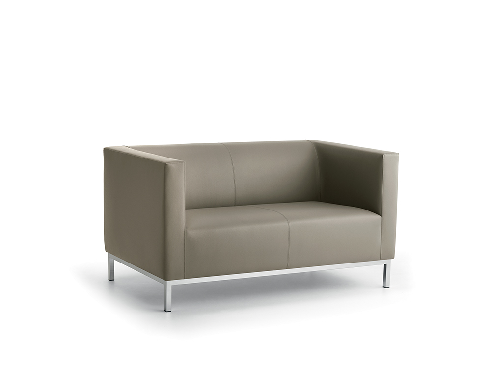 [MO-ARGO22] Canapé ARGO 2 places tissu enduit piètement chromé - L128xP76xH67,5 cm