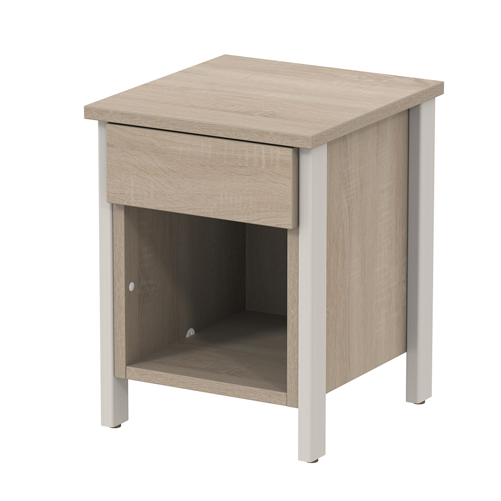 [MO-DLC000064] Chevet VERCORS II 1 tiroir 1 niche mélaminé piètement bois - L36,5xP39xH47,7 cm