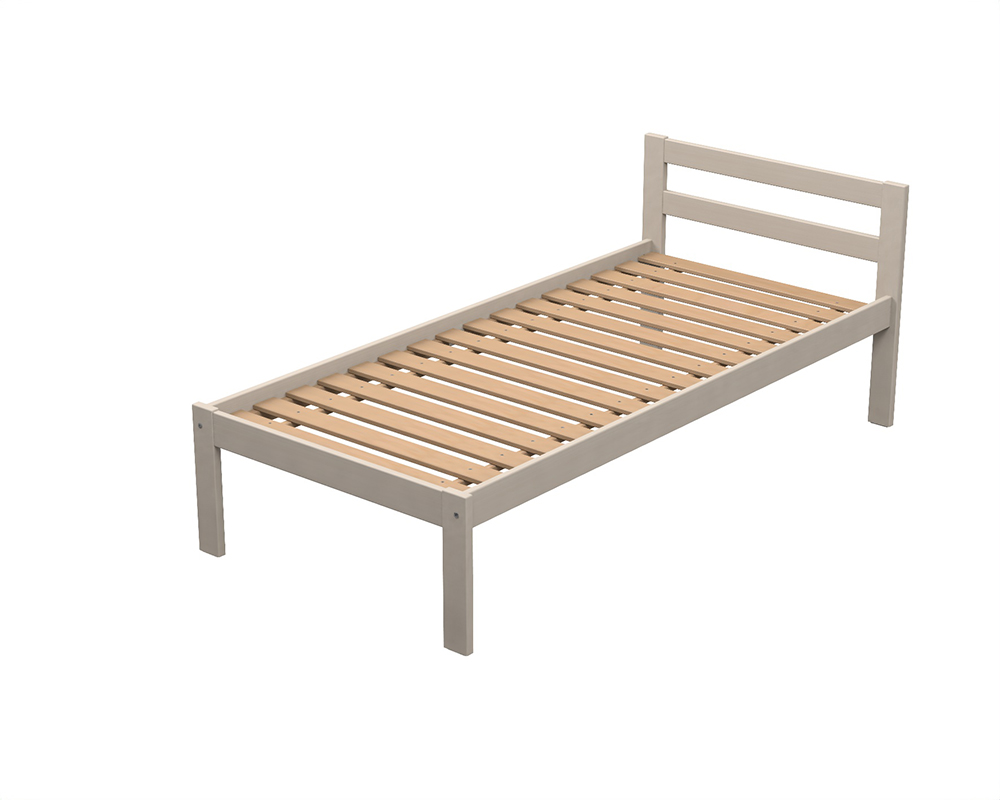Lit VERCORS II tête de lit 2 traverses bois sommier à lattes rigides H40 cm - 80x190 cm
