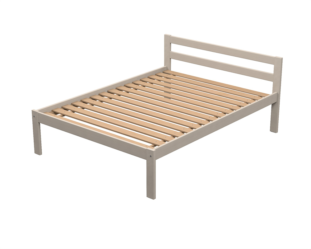 Lit VERCORS II tête de lit 2 traverses bois sommier à lattes rigides H40 cm - 140x190 cm
