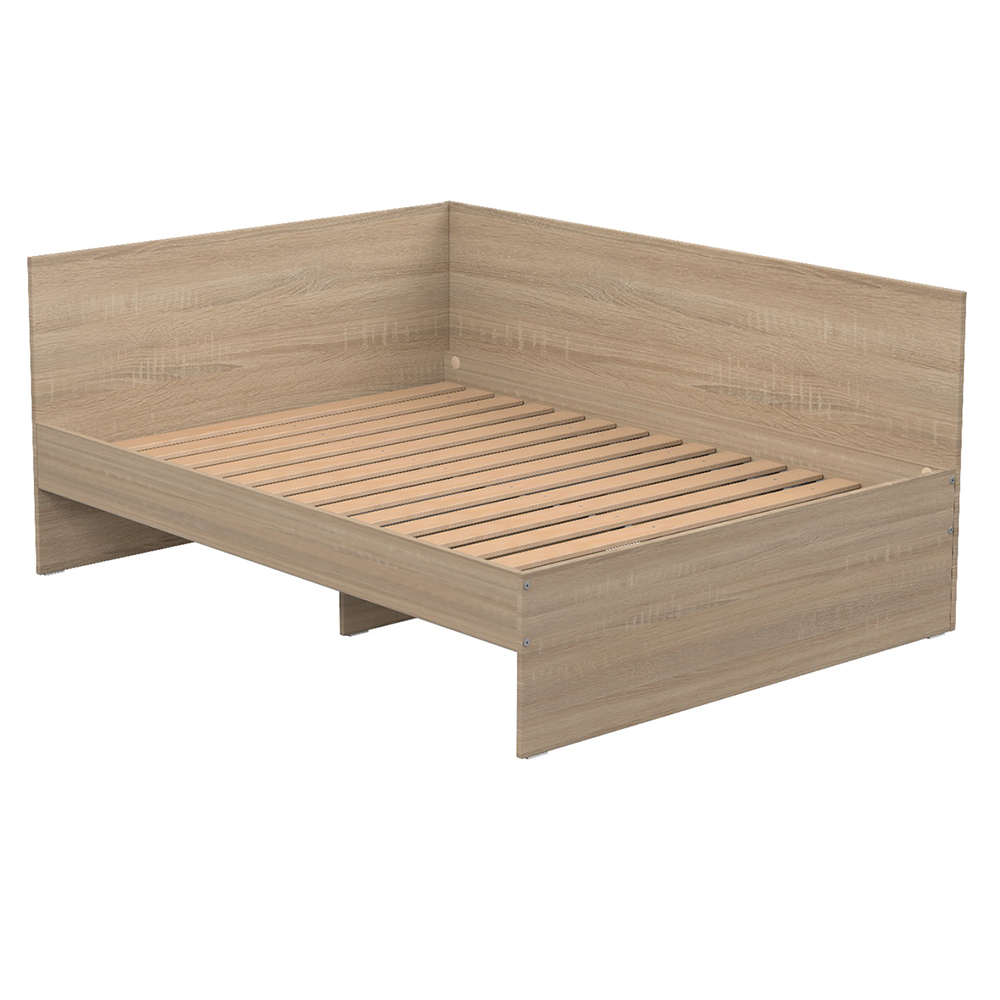 [MO-DLL000634] Lit HABITAT tête de lit haute avec lisse mélaminé sommier à lattes rigides H34 cm - 140x200 cm