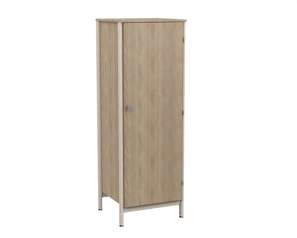 [MO-DRA000149/D] Armoire VERCORS II 1 porte charnière à droite 1/2 penderie et lingerie mélaminé et bois - L65xP61xH185 cm