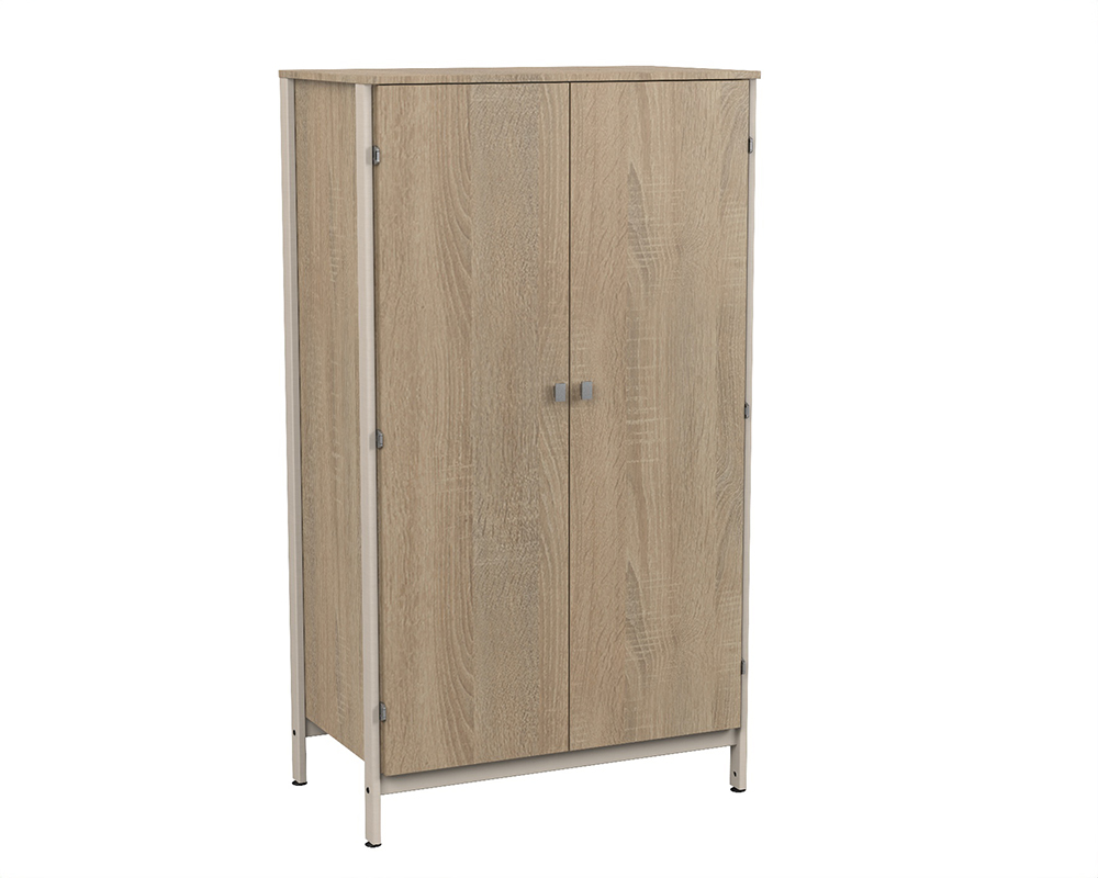 [MO-DRA000150] Armoire VERCORS II 2 portes 1/2 penderie et lingerie mélaminé et bois - L104xP61xH185 cm