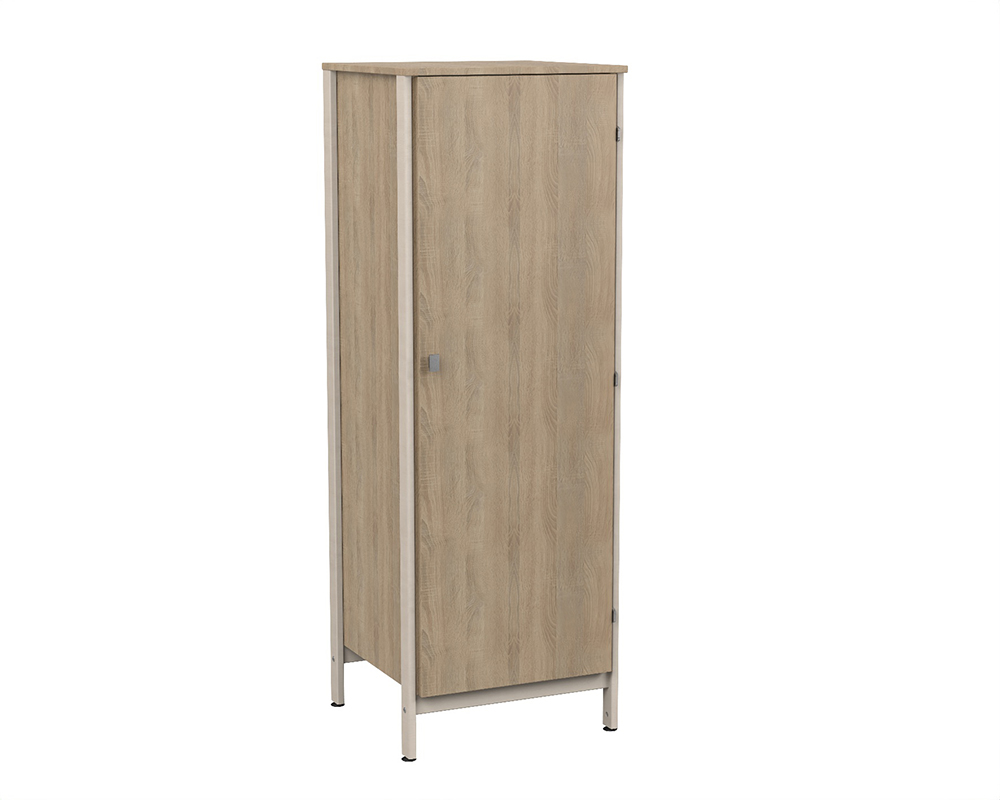 [MO-DRA000156/D] Armoire VERCORS II 1 porte niche à droite 1/2 penderie et lingerie mélaminé et bois - L65xP61xH185 cm