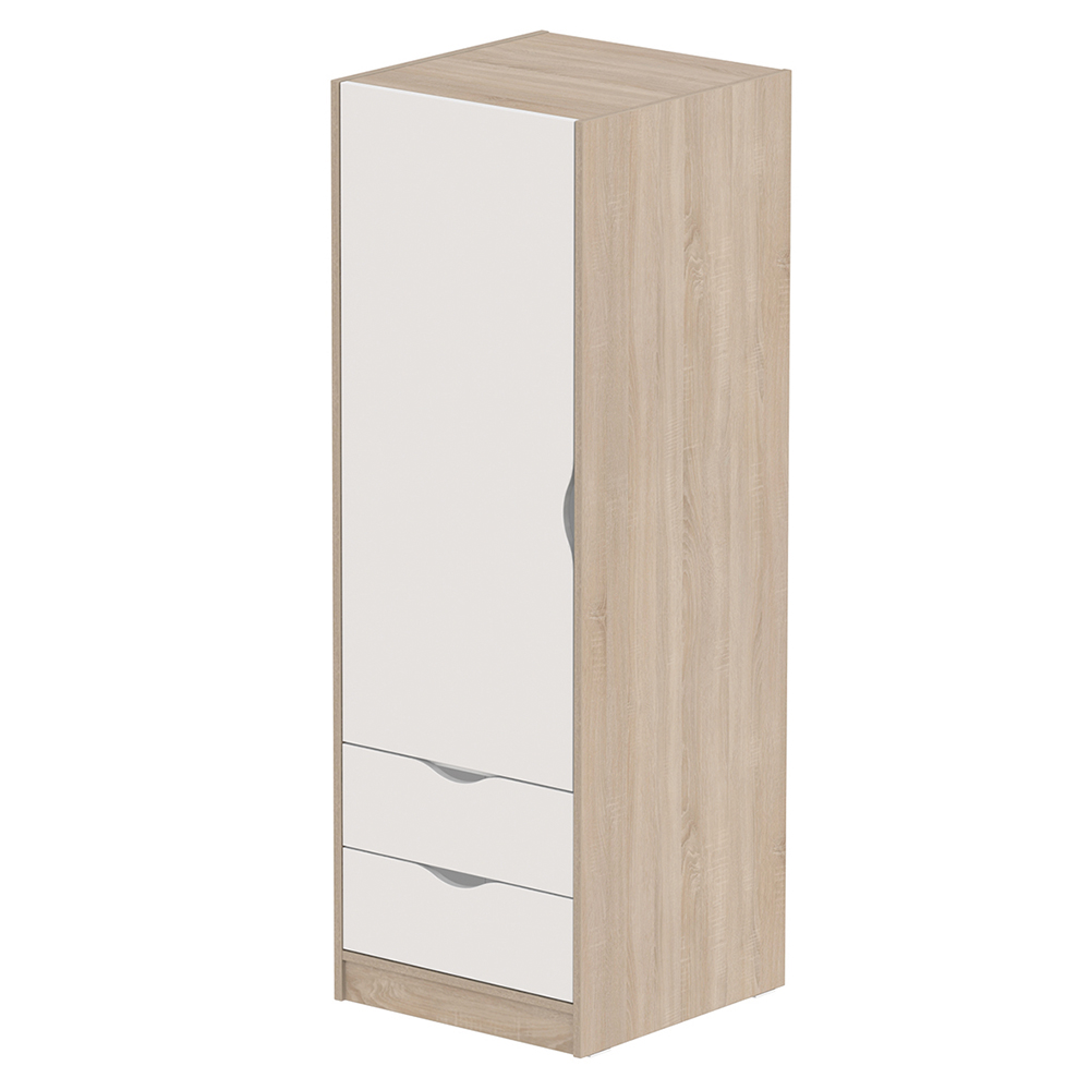 [MO-DRA000196/G] Armoire HABITAT 1 porte charnière à gauche 1/2 penderie et lingerie avec tiroir mélaminé - L59xP61xH176 cm