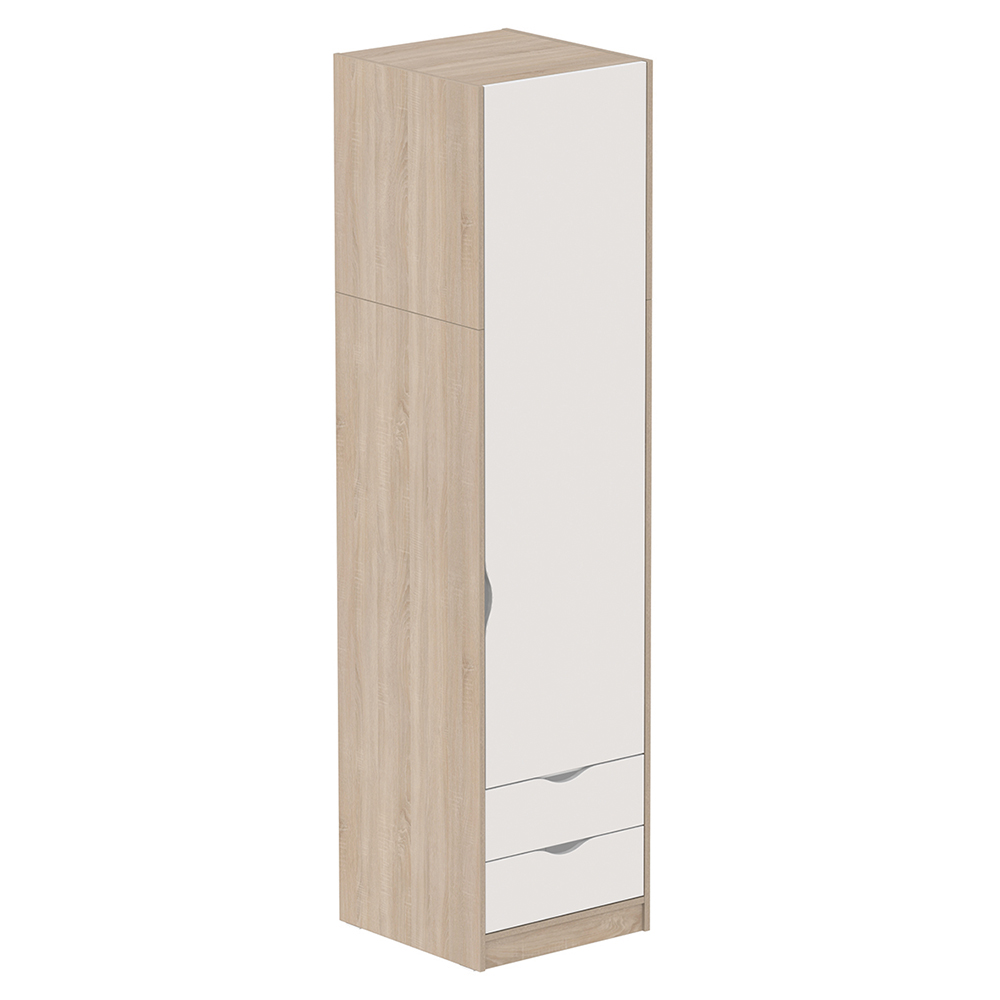 [MO-DRA000202/D] Armoire HABITAT 1 porte charnière à droite 1/2 penderie et lingerie avec tiroir mélaminé - L59xP61xH240 cm