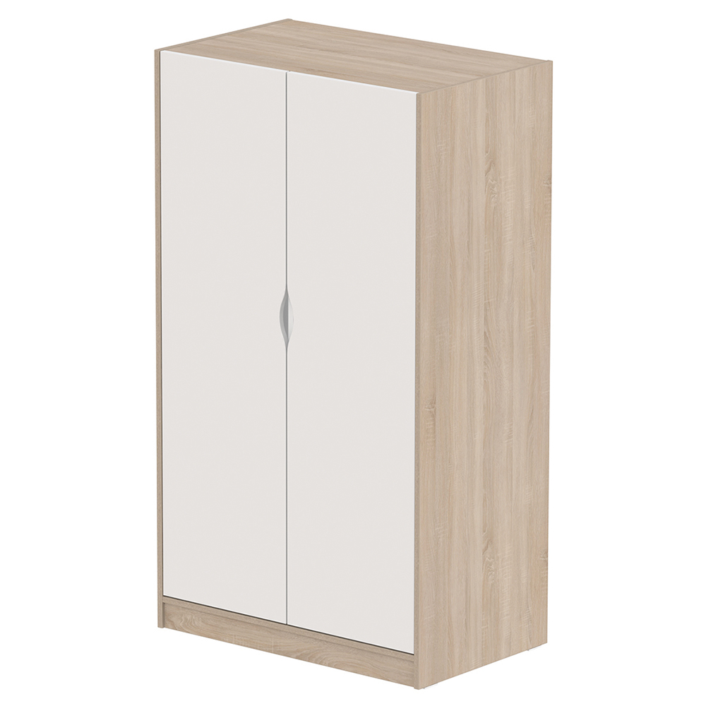 [MO-DRA000206] Armoire HABITAT 2 portes 2x1/2 penderie et lingerie mélaminé - L99xP61xH176 cm