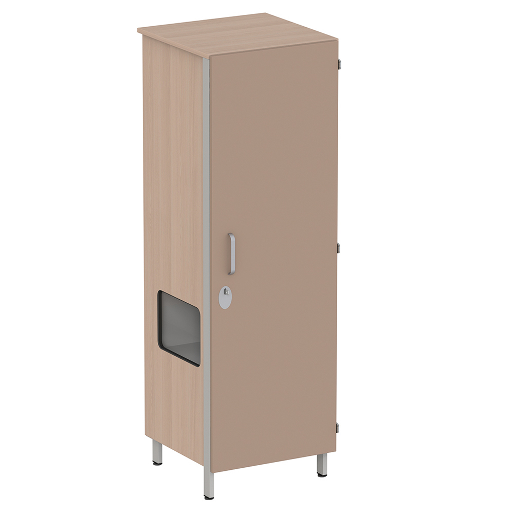 [MO-DRA000311] Armoire CUBIK 1 porte moraillon niche à gauche 1/2 penderie et lingerie mélaminé et époxy - L60xP60xH184 cm
