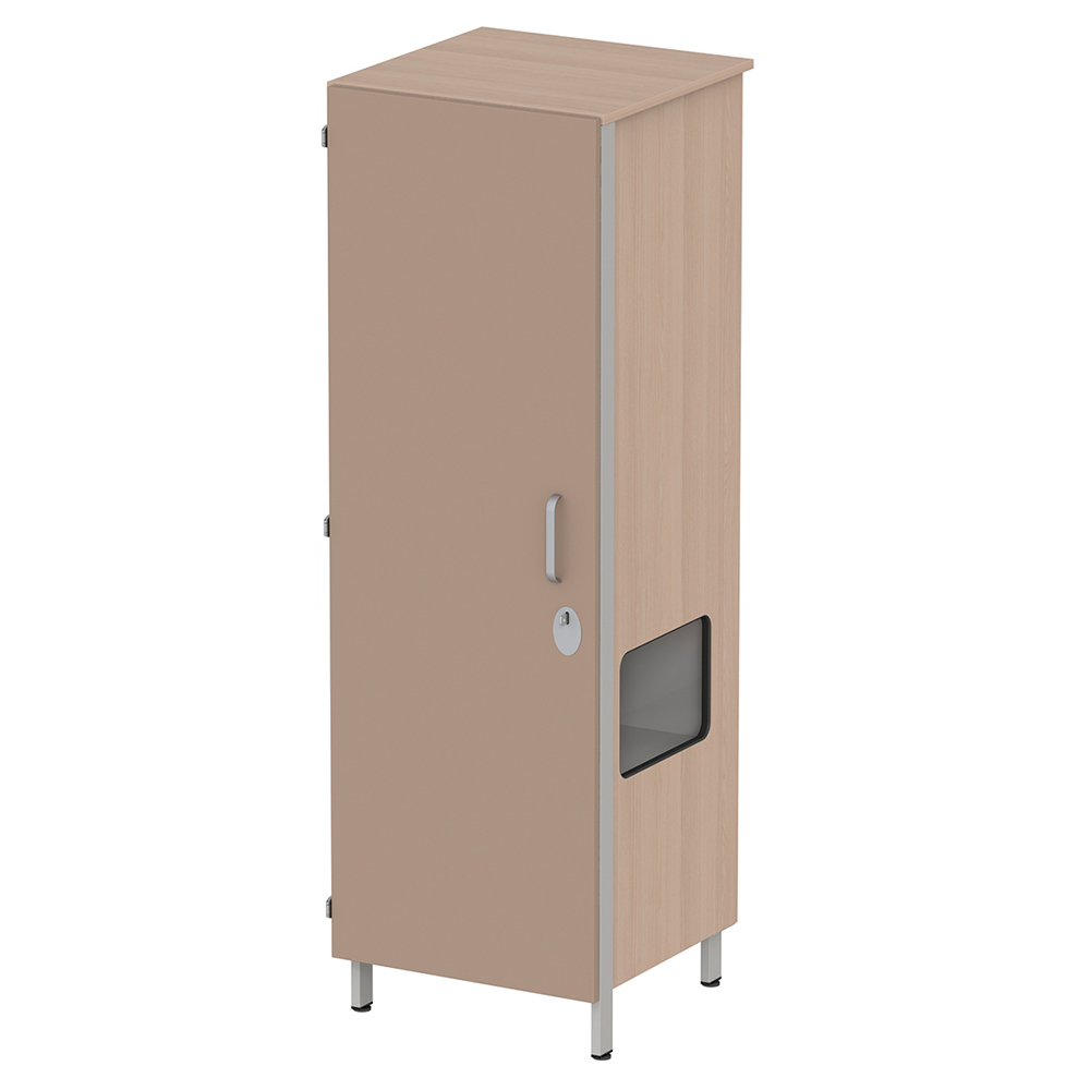 [MO-DRA000312] Armoire CUBIK 1 porte moraillon niche à droite 1/2 penderie et lingerie mélaminé et époxy - L60xP60xH184 cm