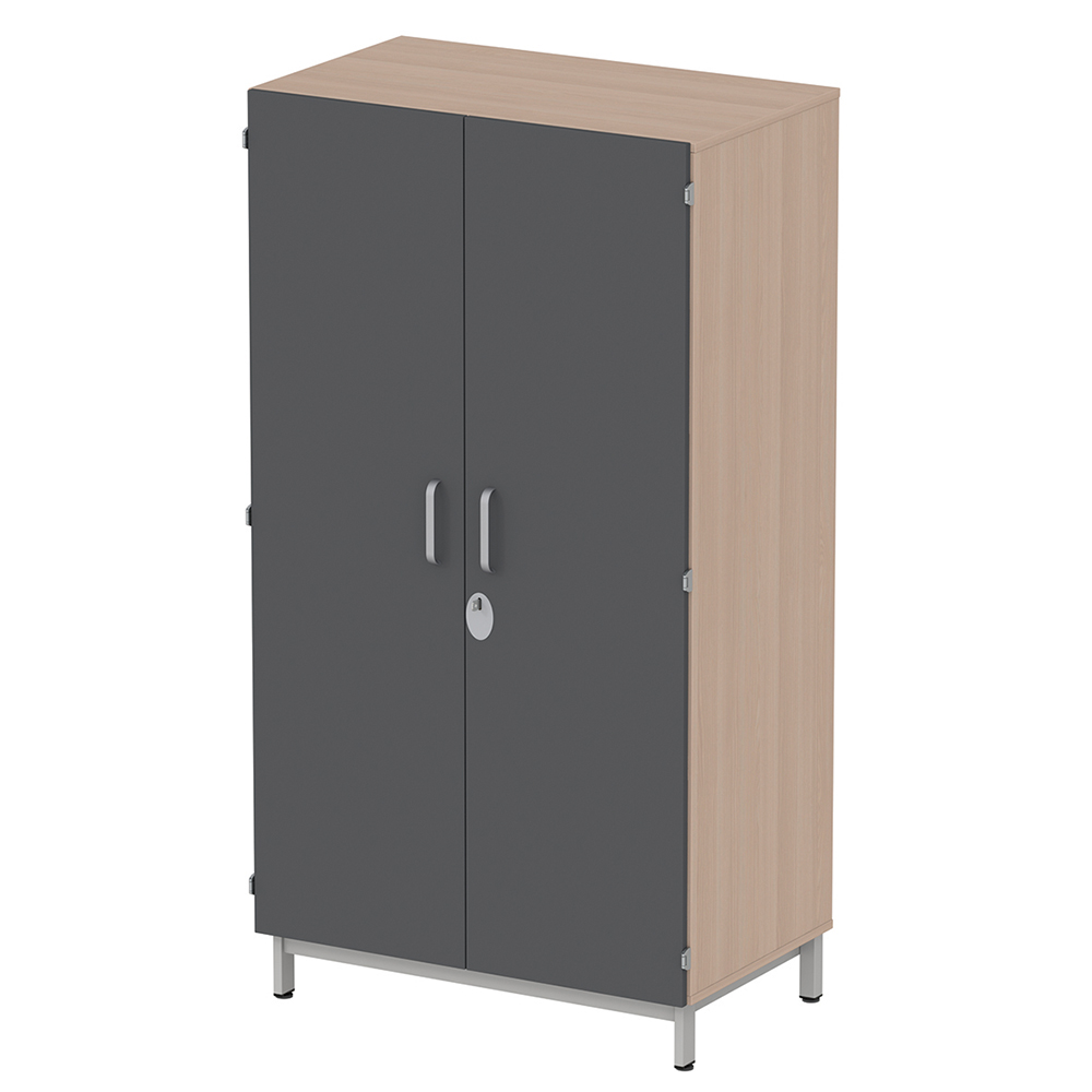 [MO-DRA000313] Armoire CUBIK 2 portes moraillon mélaminé piètement époxy - L100xP60xH184 cm