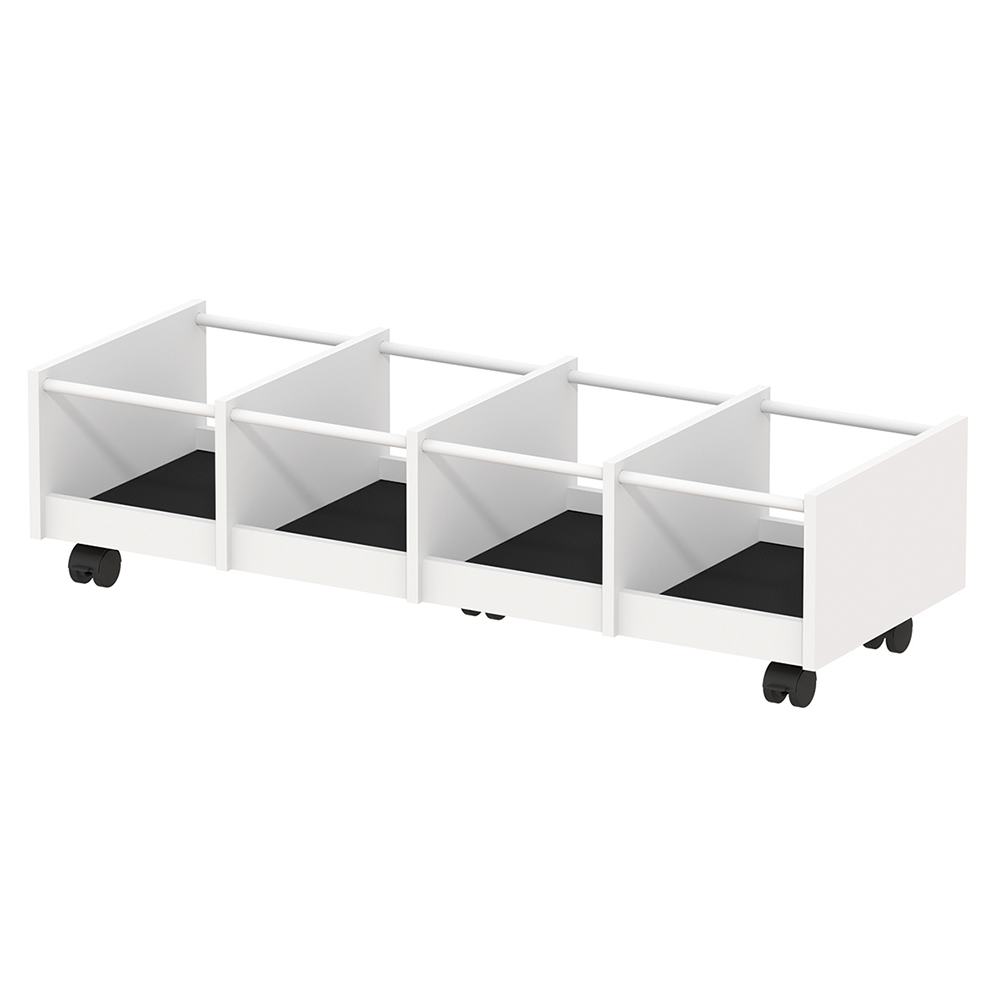 Bac bas à BD mobile 4 cases mélaminé - L112xP40xH28 cm