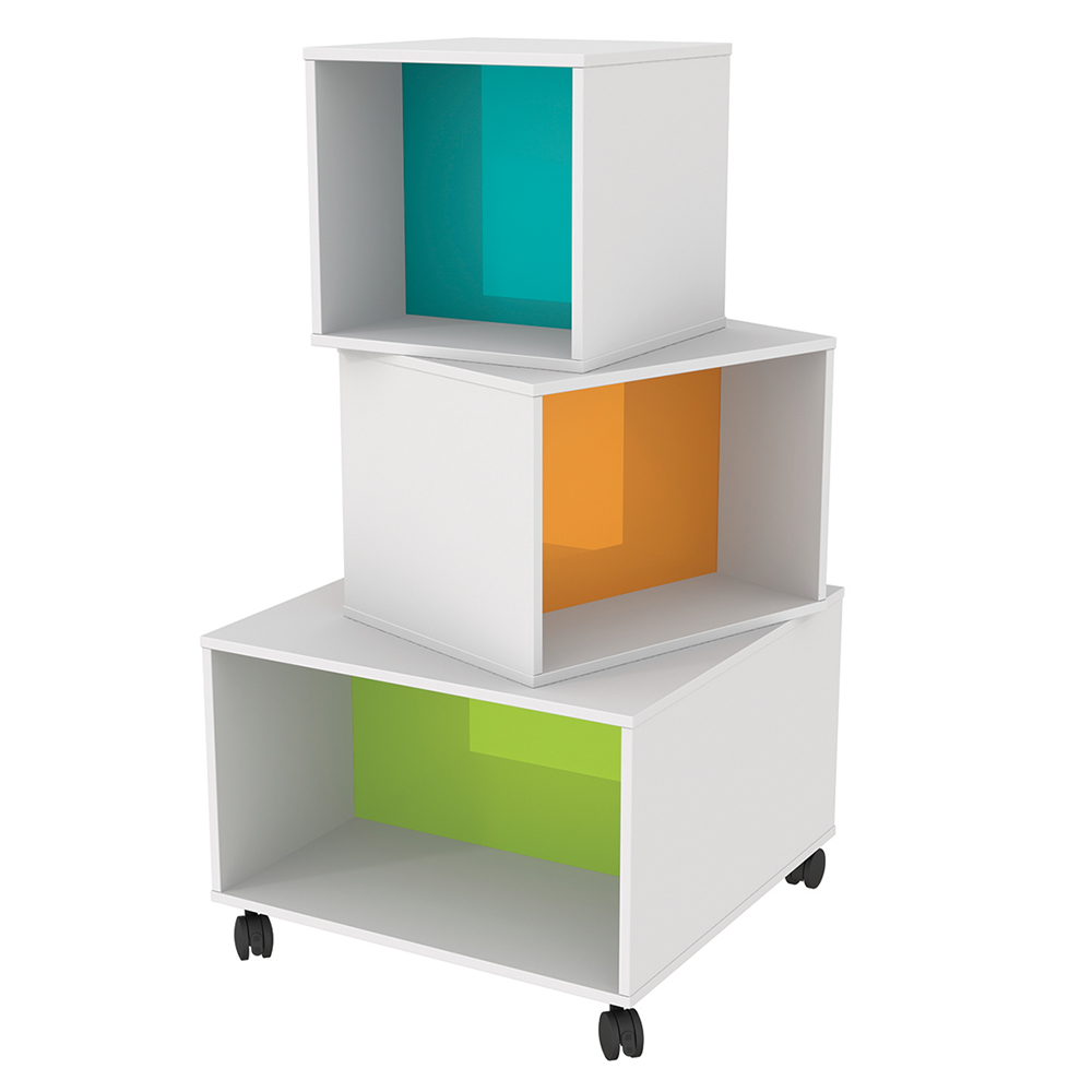 Podium présentoir NATUR mobile mélaminé et PMMA - L83xP83xH150,5 cm