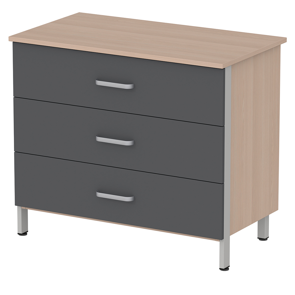 [MO-DRC000029] Commode CUBIK 3 tiroirs mélaminé piètement époxy - L97xP54xH85 cm