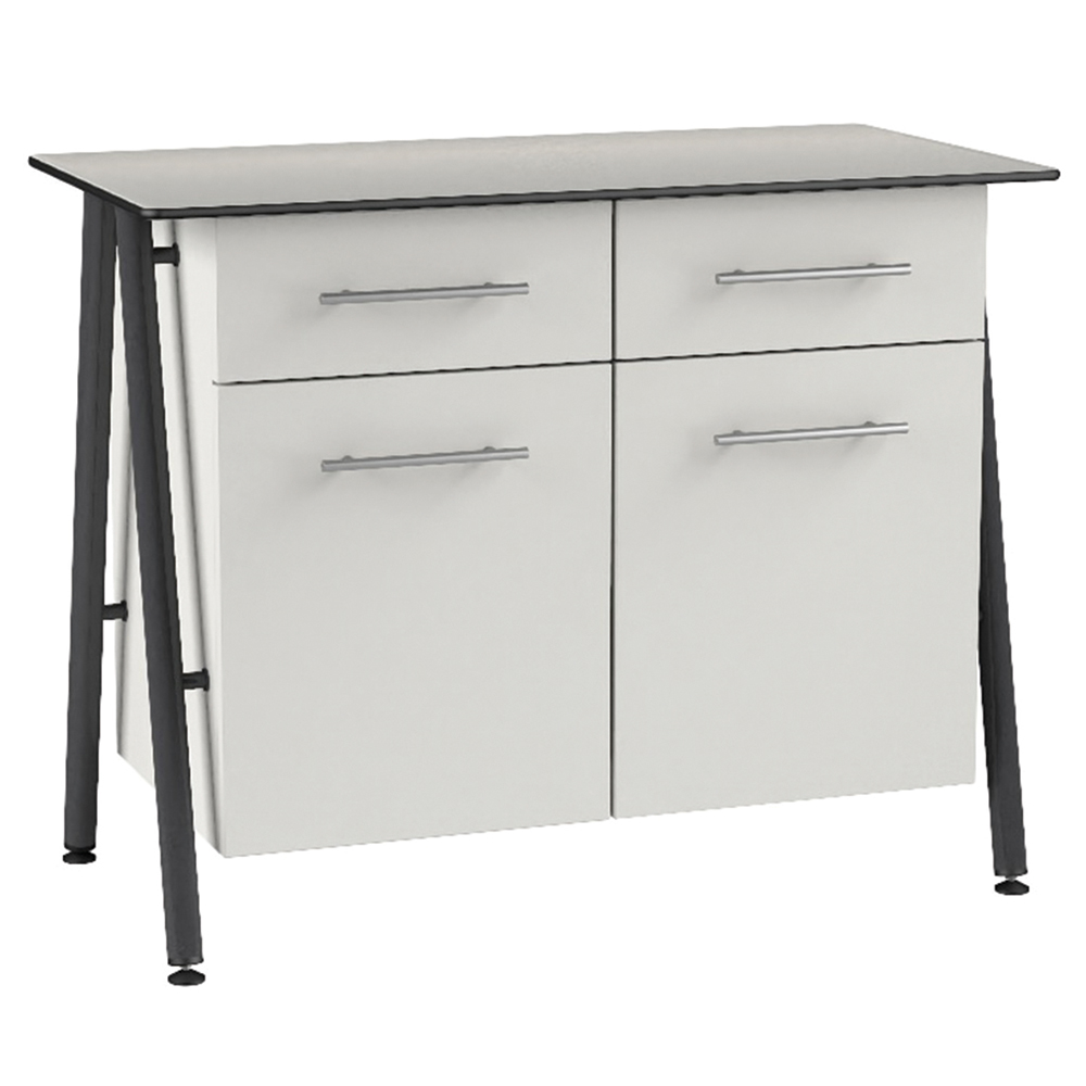 [MO-DRD000001] Buffet ELLA 2 portes 2 tiroirs mélaminé plateau compact piètement époxy - L106xP54xH92 cm