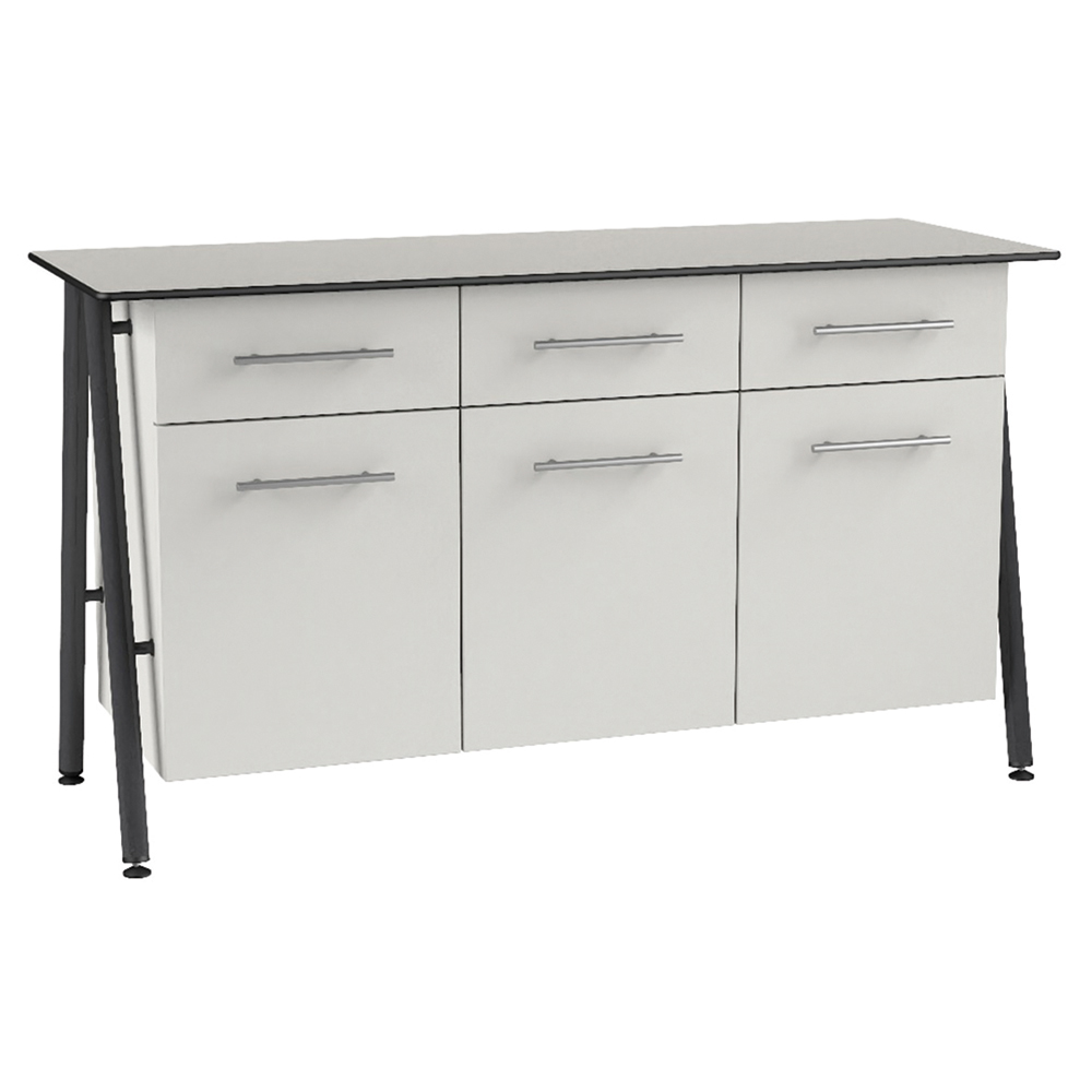 [MO-DRD000002] Buffet ELLA 3 portes 3 tiroirs mélaminé plateau compact piètement époxy - L150xP54xH92 cm