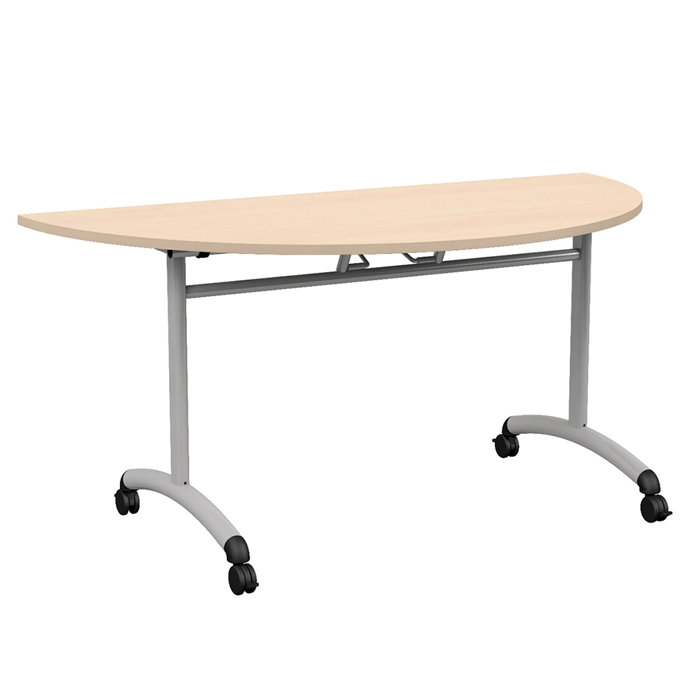 Table MOVE plateau ép.24 mm stratifié chant ABS piètement époxy - demi-lune D160 cm - T6