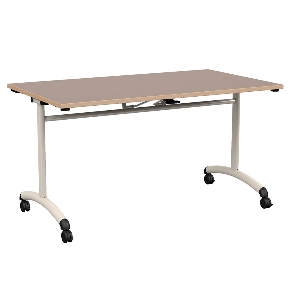 Table MOVE plateau ép.24 mm stratifié chant bois piètement époxy - 140x80 cm - T6