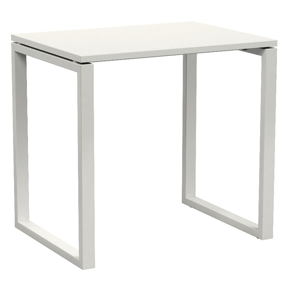 Table ACADÉMIA plateau ép.24 mm stratifié chant ABS piètement rectangulaire époxy - 80x60 cm - T6 - Blanc craie/blanc RAL 9016