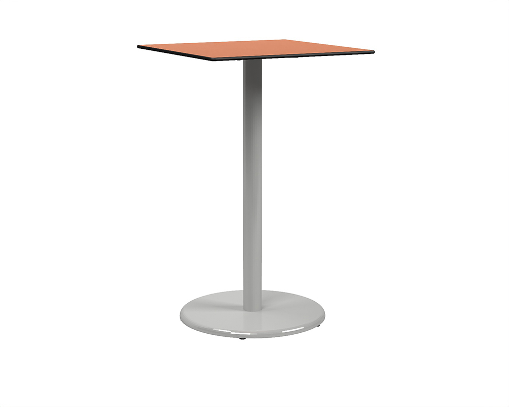 Mange-debout MENORCA plateau stratifié compact chant âme noire pièt. époxy - 70x70 cm - H110 cm