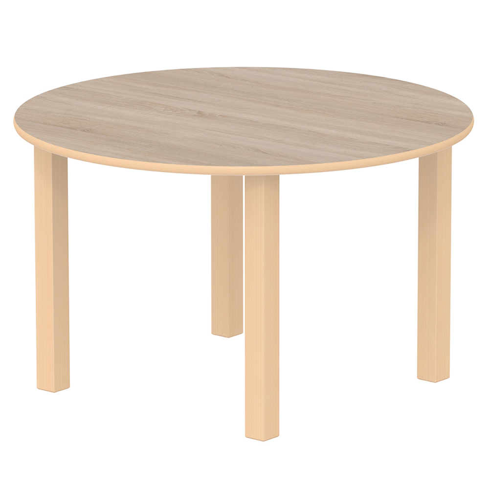 Table CARRÉA plateau ép.24 mm stratifié chant bois piètement bois - D120 cm - T6