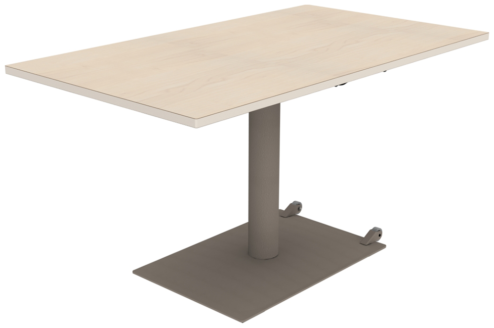 Table MANO HR mobile plateau ép.24 mm stratifié chant bois piètement époxy - 140x80 cm - H67-90 cm