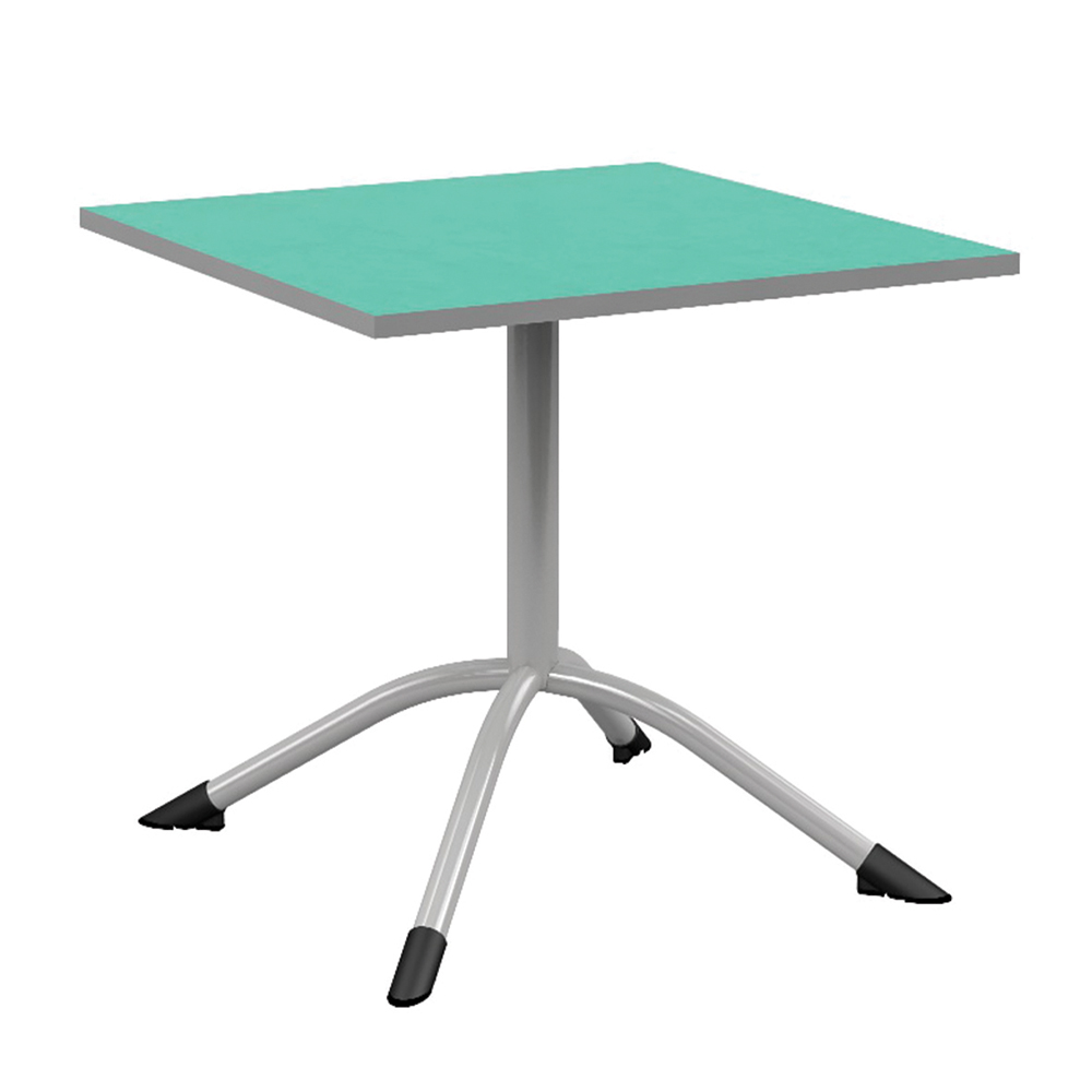 Table SARA plateau antibruit ép.26 mm SOFTOP® chant ABS gris piètement central époxy - 80x80 cm - T6