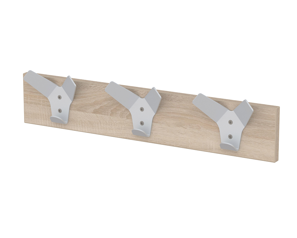 [MO-DWM000045] Patères avec panneau YUPI mélaminé et époxy - L65xP6,4xH14,2 cm