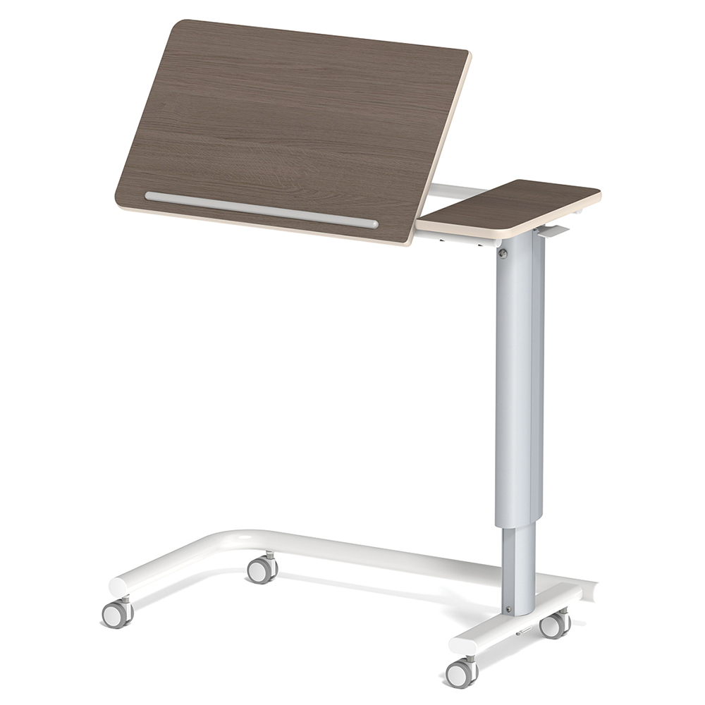 Table ADAP'TABLES mobile avec freins plateau inclinable stratifié chant bois piètement époxy - H70 à 105 cm