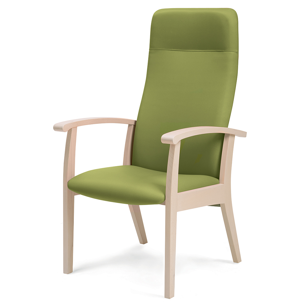 [MO-MWB1393] Fauteuil SIXTY tissu enduit piètement bois - L62xP67xH118 cm