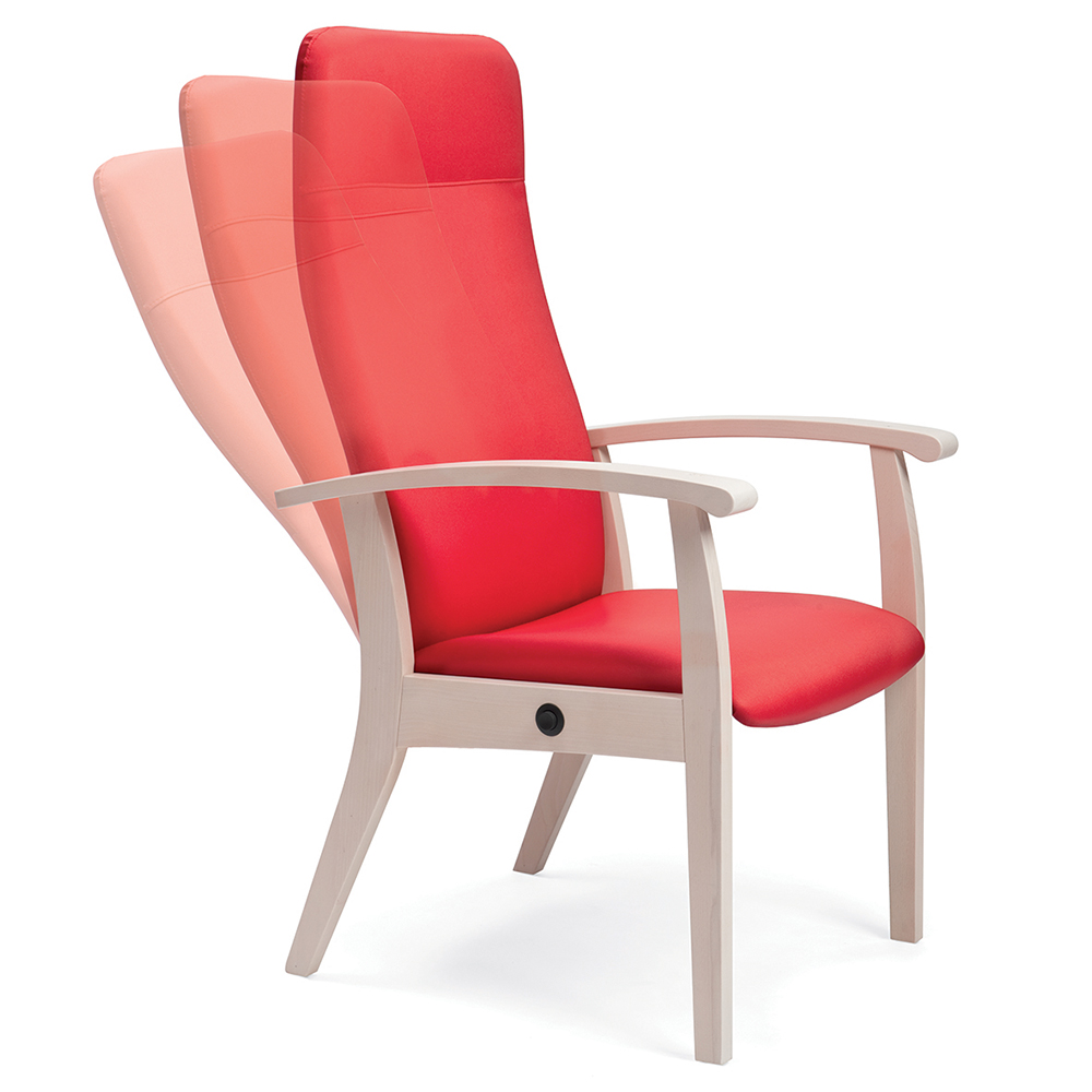 [MO-MWB1394] Fauteuil SIXTY dossier inclinable tissu enduit piètement bois - L62xP70xH118 cm