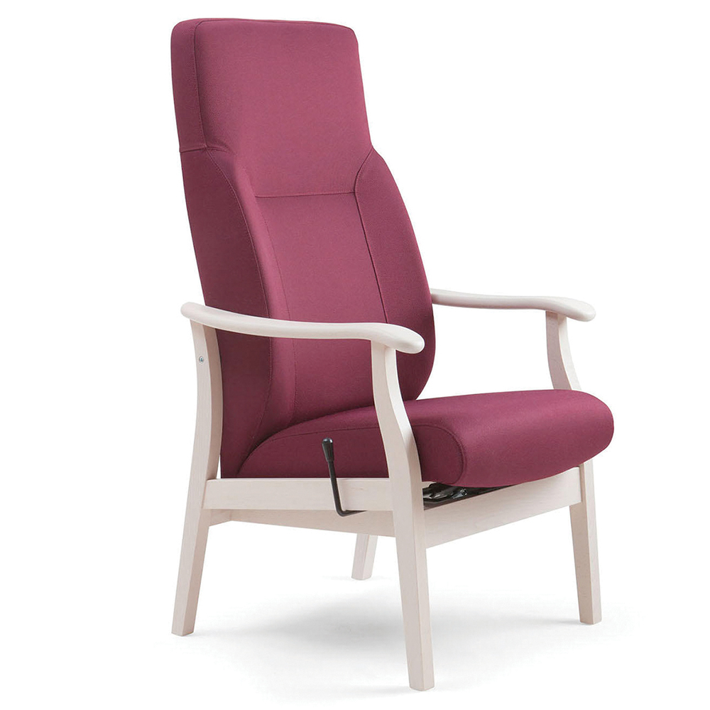 [MO-MWB978/I] Fauteuil RELAX dossier inclinable tissu enduit piètement bois - L65xP71xH117 cm