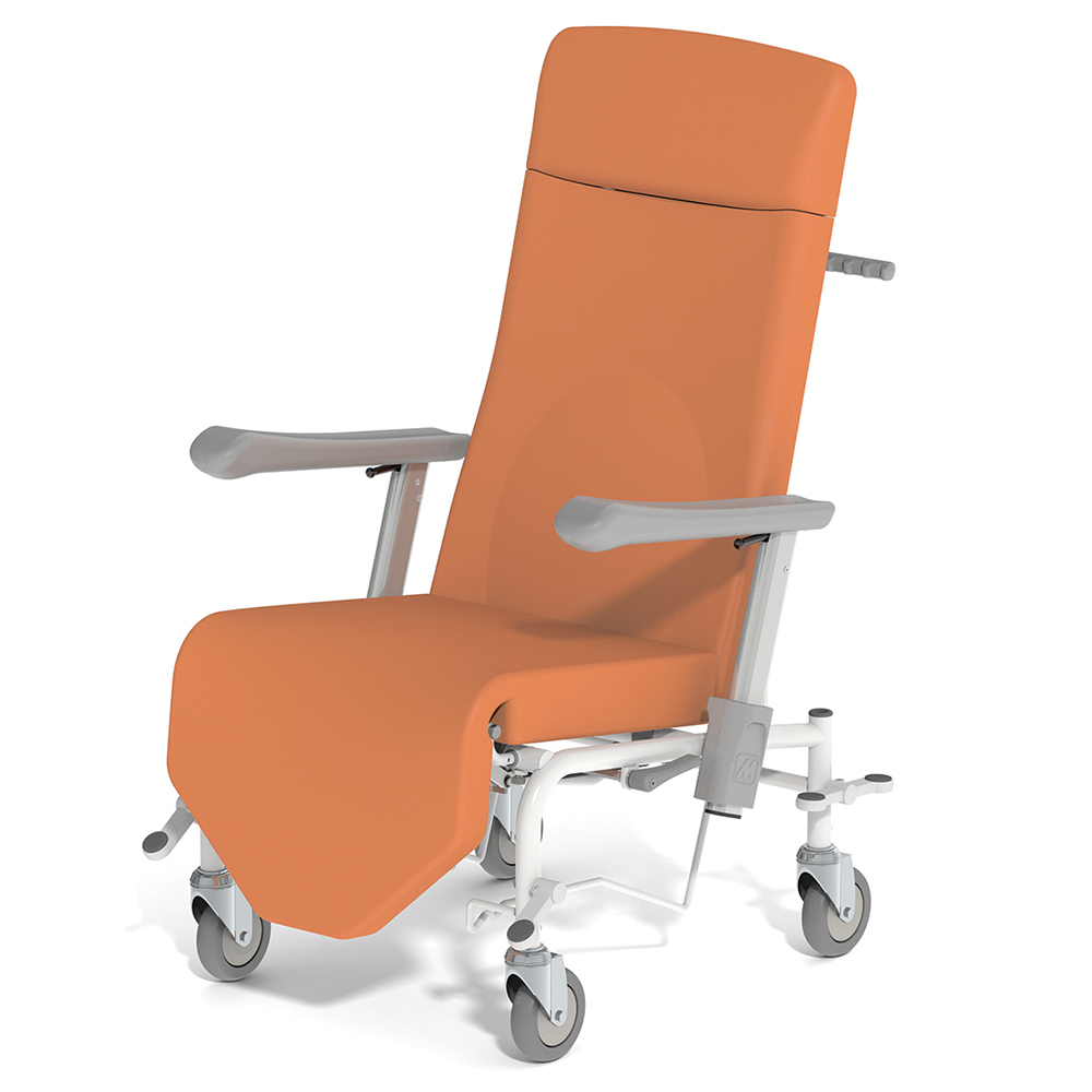 [MO-MWT1603FRAC125D] Fauteuil KLUB WT1603 frein avant/arrière tissu enduit structure époxy relève jambe manuel roues D125 mm double galet - L69xP81xH121 cm