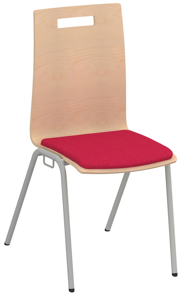 Chaise NINA accrochable coque C1 Classic bois Blueprotech® placet d'assise tissu enduit piètement époxy - T6