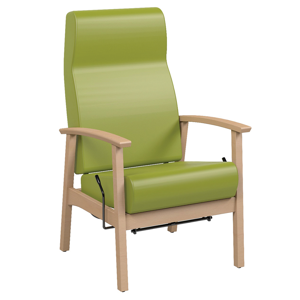 [MO-S12004750/02] Fauteuil QUIÉTUDE inclinable assise dossier tissu enduit piètement bois - L64xP70xH113 cm