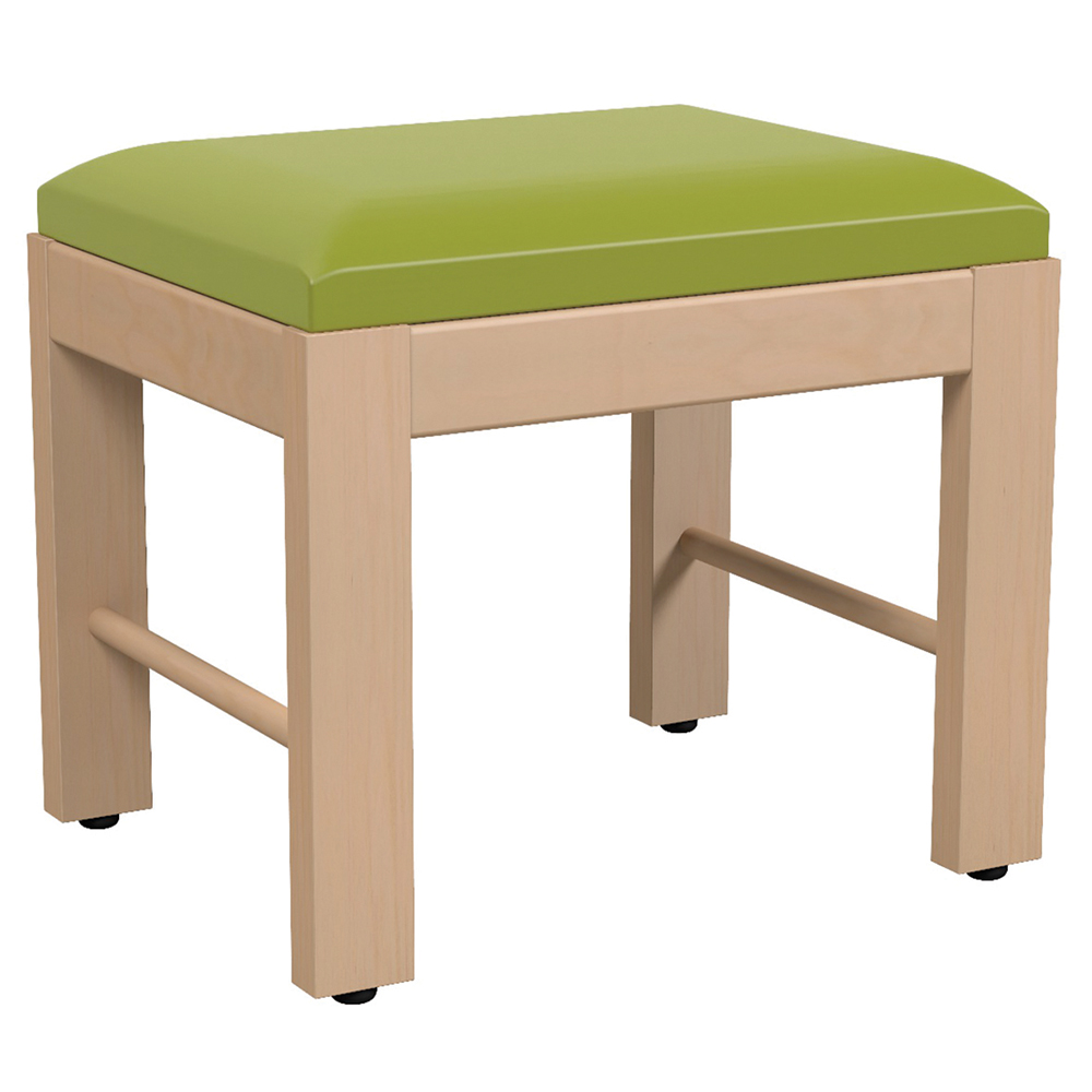 [MO-S14000540] Repose-pieds QUIÉTUDE tissu enduit piètement bois - L43xP34xH45 cm