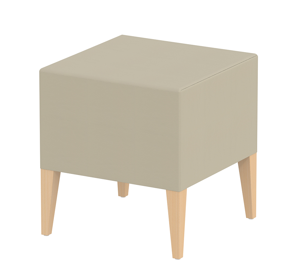 [MO-S14005000] Tabouret CASSIS assise tissu enduit piètement bois - L42xP42xH45 cm