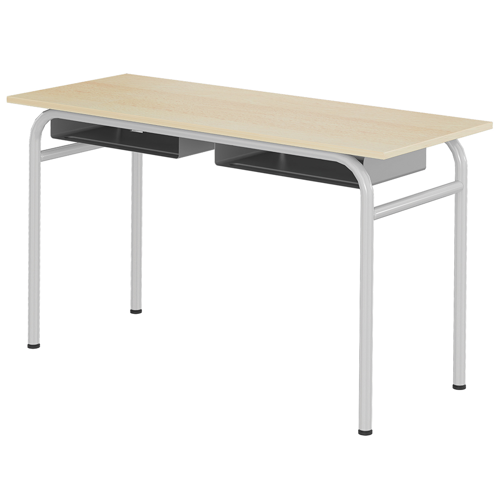 Table DELTA casier plateau ép.19 mm mélaminé chant ABS piètement époxy - 130x50cm - T6