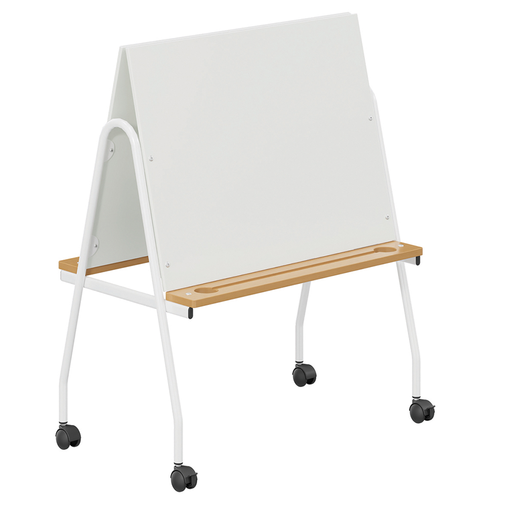 [S116770PVEP-01] Chevalet double face stratifié piètement époxy - L85xP56xH105cm - Blanc/Blanc RAL 9016