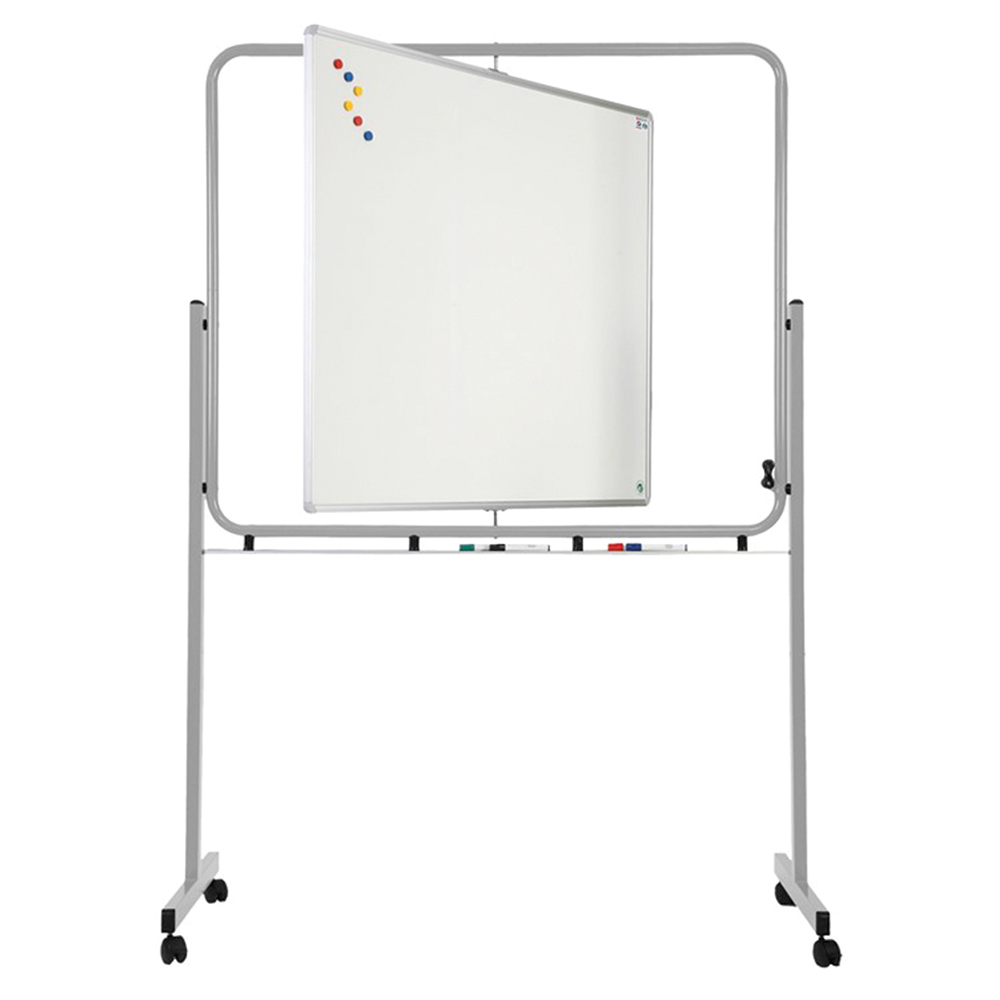 [S129700ZZEP-11] Tableau pivotant 1 face blanc/feutre 1 face vert/craie pièt. époxy - L139xP60xH200 cm - Gris RAL 9006