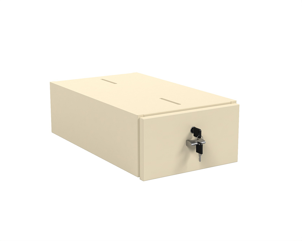 Caisson 1 tiroir NOVA mélaminé - L32xP55xH16,5 cm - Ivoire/Coquille d'œuf