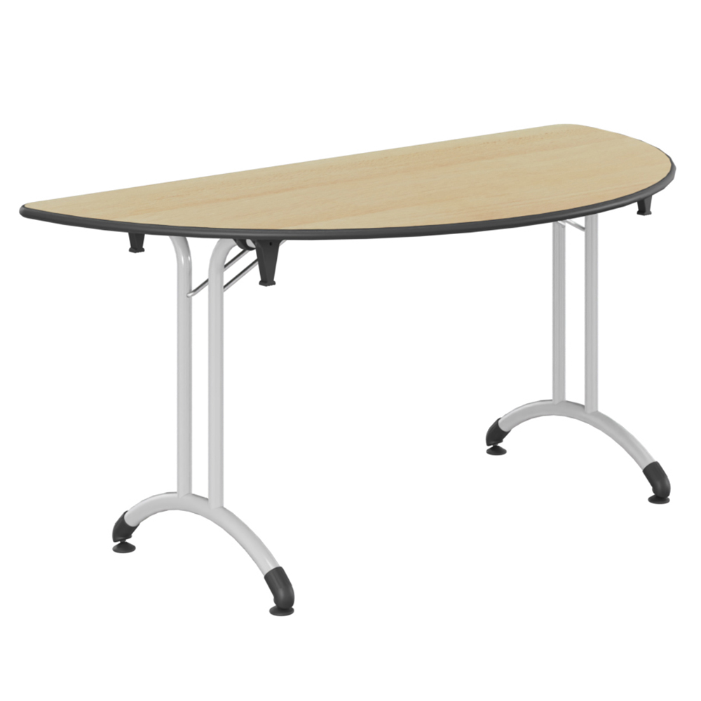 Table pliante VOLGA plateau ép.24 mm stratifié chant antichoc piètement époxy - demi-lune D160 cm - T6