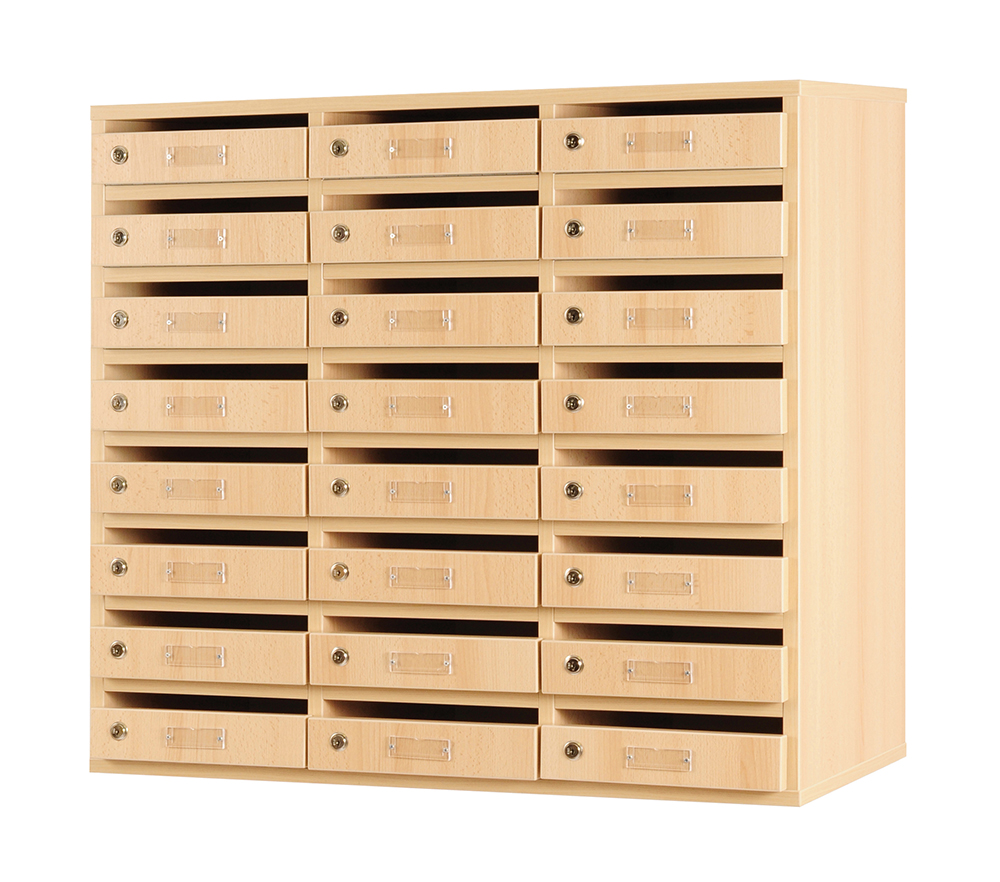 [S163170PVEP-04] Meuble à courrier BIP BOP 24 portes mélaminé - L90xP40xH85 cm - Hêtre miel