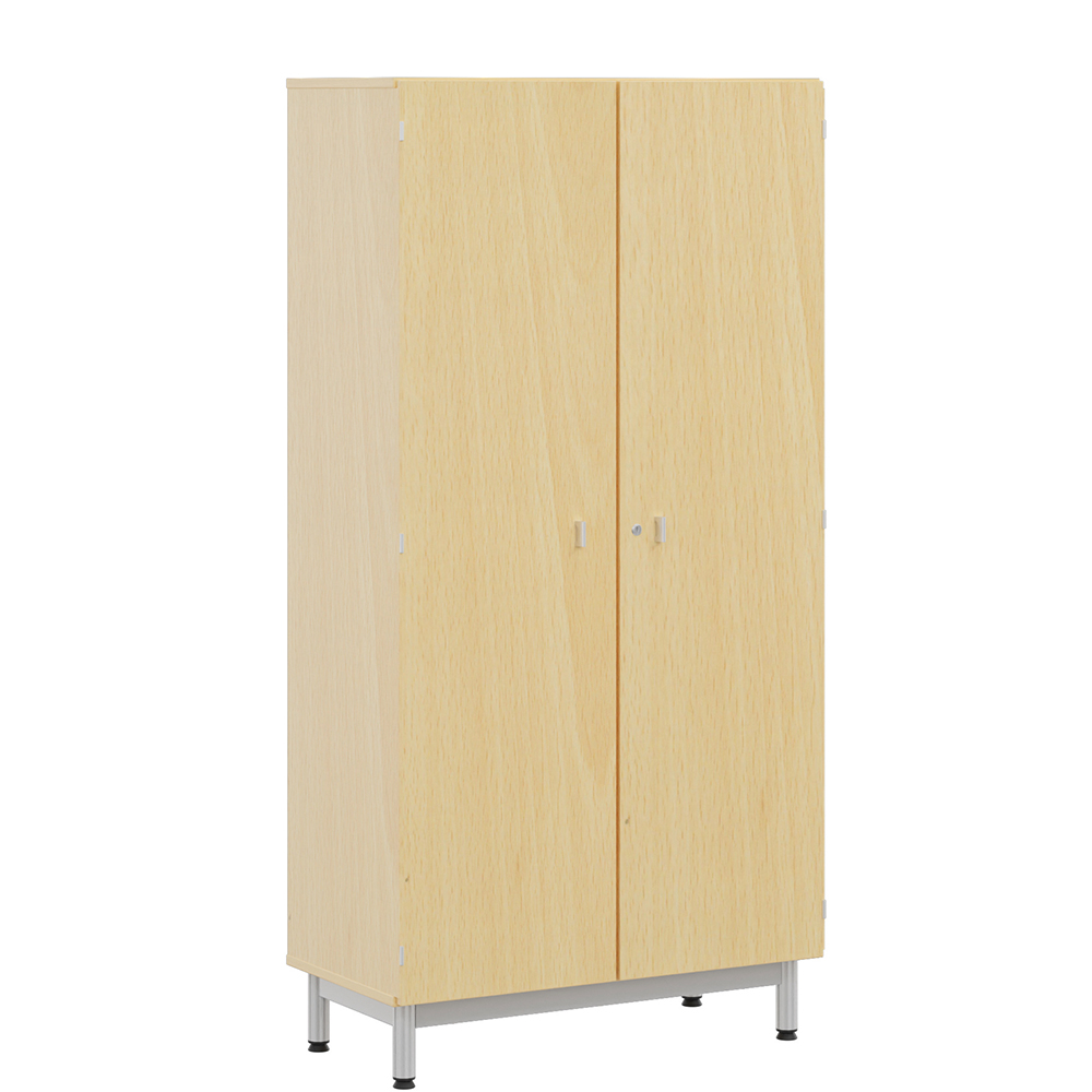 [S198270PVEP-02] Armoire BIP BOP 2 portes mélaminé piètement époxy - L90xP45xH180 cm - Hêtre miel/gris alu RAL 9006