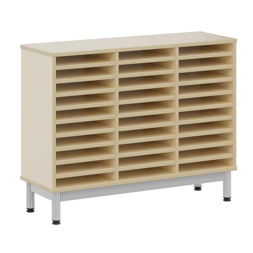 [S206270PVEP] Meuble bas BIP BOP 30 cases méla pièt époxy - L104,5xP34,5xH81,5 cm -Hêtre miel/gris alu RAL 9006
