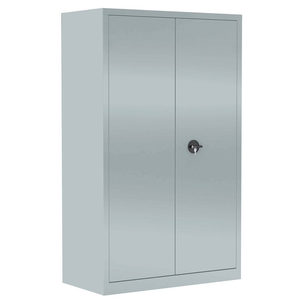 [S213570ZZEP-02] Armoire monobloc portes battantes 4 tablettes coloris gris - L100xP43xH198 cm - Gris RAL 7035