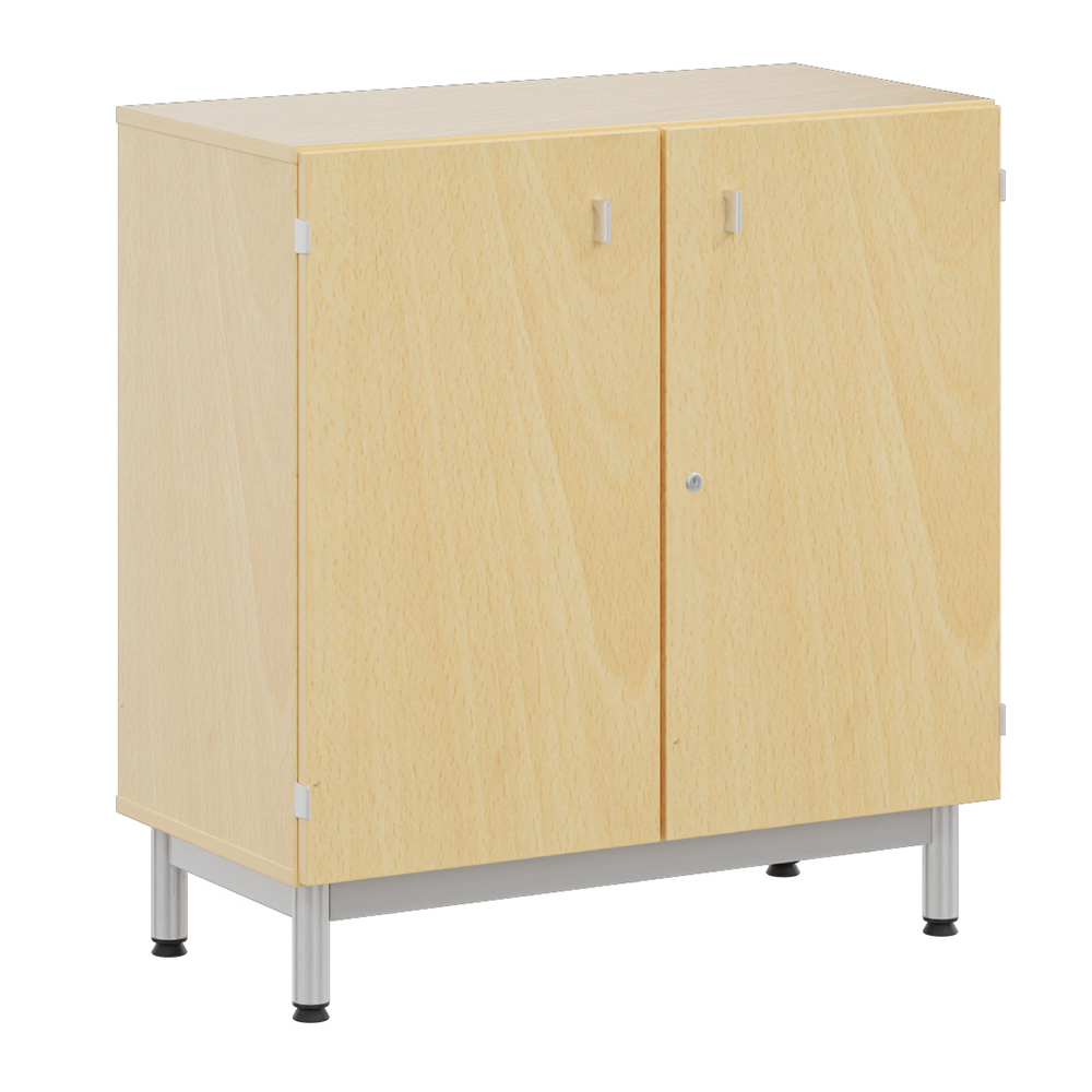 [S216270PVEP-06] Meuble bas BIP BOP portes battantes méla pièt époxy - L90xP45xH95 cm - Hêtre miel/gris alu RAL 9006