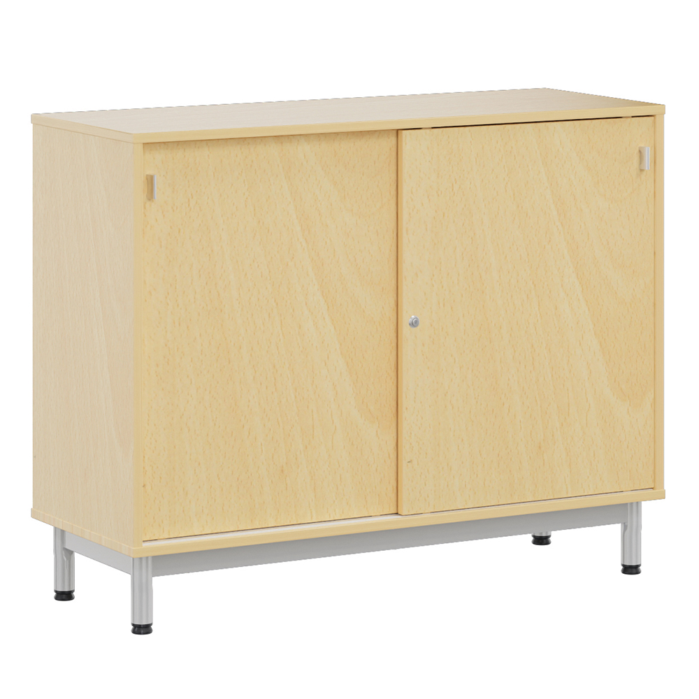 [S216370PVEP-06] Meuble BIP BOP portes coulissantes méla pièt époxy - L120xP45xH95 cm - Hêtre miel/gris alu RAL 9006